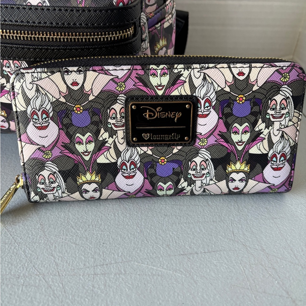 Disney Loungefly Villains Mini Backpack With Matching Wallet - Picture 12 of 13